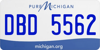 MI license plate DBD5562