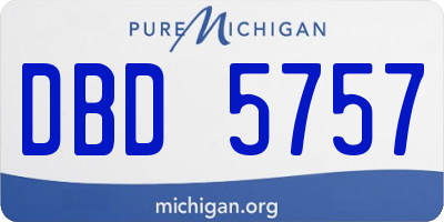 MI license plate DBD5757
