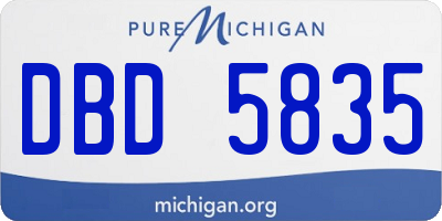 MI license plate DBD5835