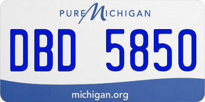 MI license plate DBD5850
