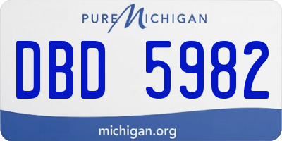 MI license plate DBD5982