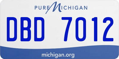 MI license plate DBD7012