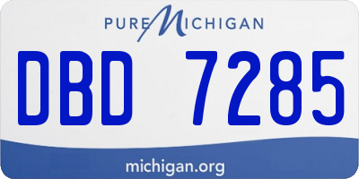 MI license plate DBD7285