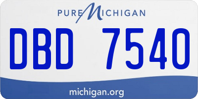 MI license plate DBD7540