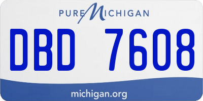 MI license plate DBD7608