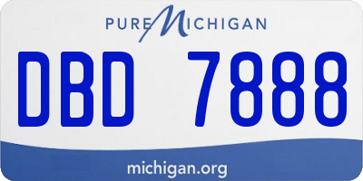 MI license plate DBD7888