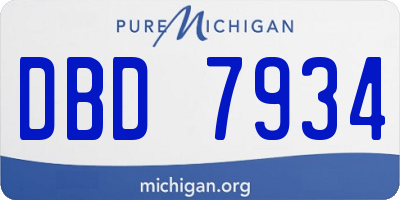 MI license plate DBD7934