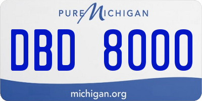 MI license plate DBD8000