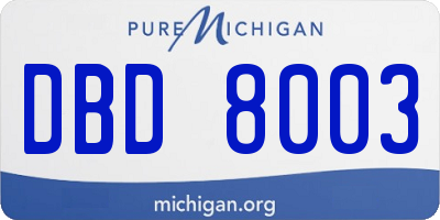 MI license plate DBD8003