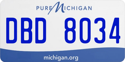MI license plate DBD8034