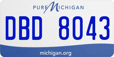 MI license plate DBD8043
