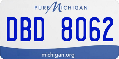 MI license plate DBD8062