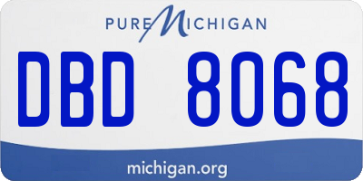 MI license plate DBD8068