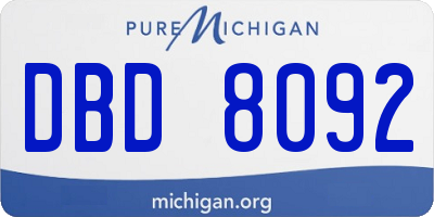 MI license plate DBD8092