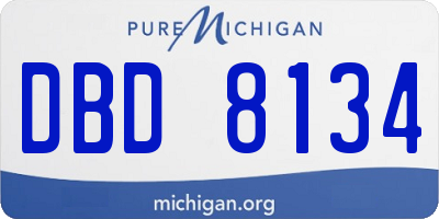 MI license plate DBD8134