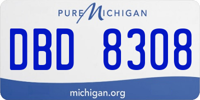 MI license plate DBD8308