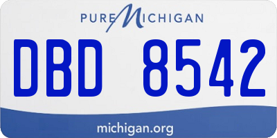 MI license plate DBD8542