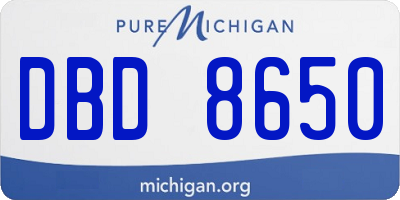 MI license plate DBD8650