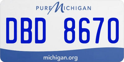 MI license plate DBD8670