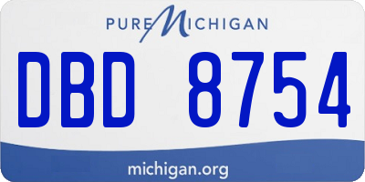 MI license plate DBD8754