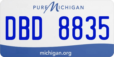 MI license plate DBD8835