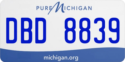 MI license plate DBD8839