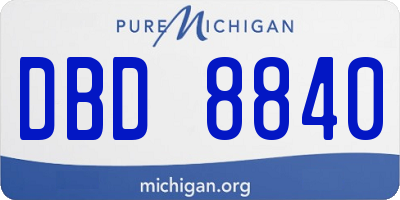 MI license plate DBD8840