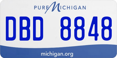 MI license plate DBD8848