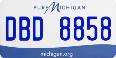 MI license plate DBD8858