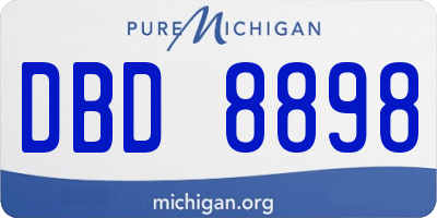 MI license plate DBD8898
