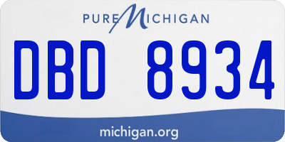 MI license plate DBD8934