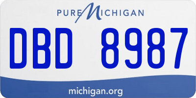 MI license plate DBD8987
