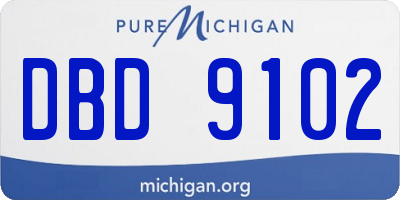 MI license plate DBD9102