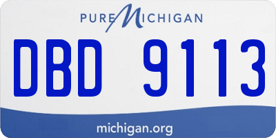 MI license plate DBD9113