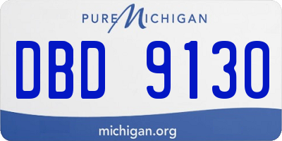 MI license plate DBD9130