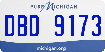 MI license plate DBD9173