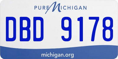 MI license plate DBD9178