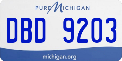 MI license plate DBD9203