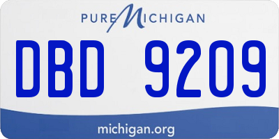 MI license plate DBD9209