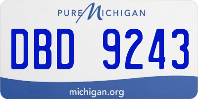 MI license plate DBD9243