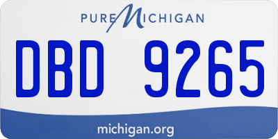 MI license plate DBD9265