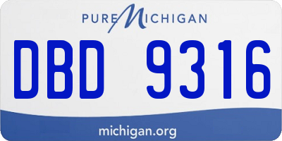MI license plate DBD9316