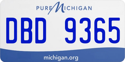 MI license plate DBD9365