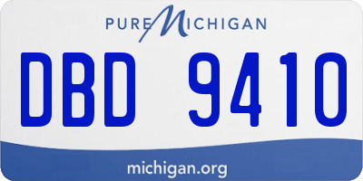 MI license plate DBD9410