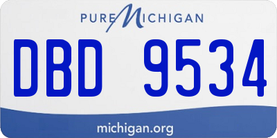 MI license plate DBD9534