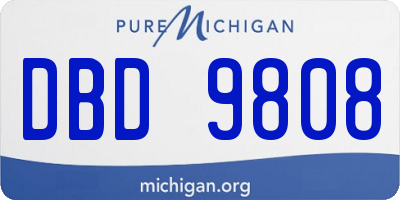 MI license plate DBD9808