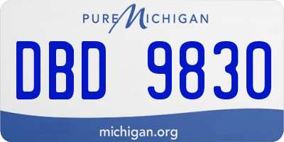 MI license plate DBD9830