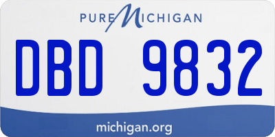 MI license plate DBD9832