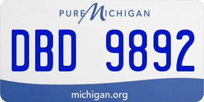 MI license plate DBD9892