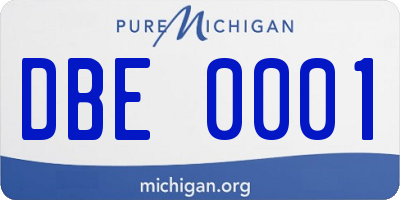 MI license plate DBE0001